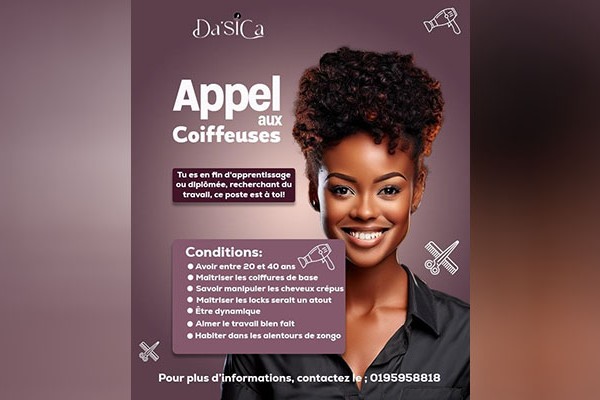 Le salon de coiffure et de beauté Da’sica à Parakou recrute…